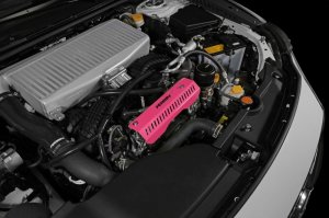 Subaru WRX Pulley Cover - Perrin Performance - SHORT - For Use w/PERRIN AOS - Hyper Pink - `22-`25 Subaru WRX Pulley Cover - Perrin Performance - SHORT - For Use w/PERRIN AOS - Hyper Pink - `22-`25